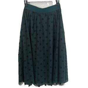 Boden Isabella Tulle Midi Skirt Green Spots Size 4P NWT $112